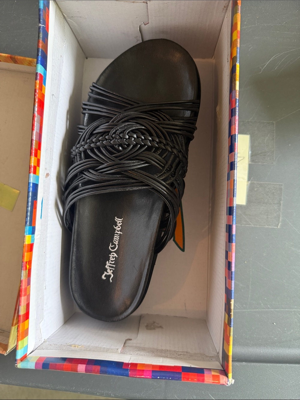 Women's Black Braided Slide Sandal
